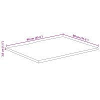 Produktbild för Bordsskiva 90x80x3,8 cm levande kant massivt mangoträ