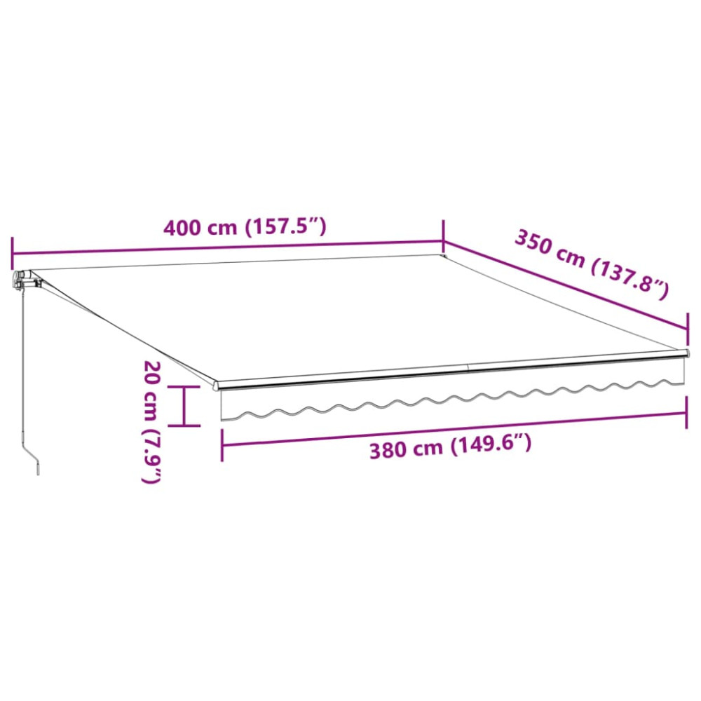Produktbild för Markis manuellt infällbar med LEDs vinröd 400x350 cm