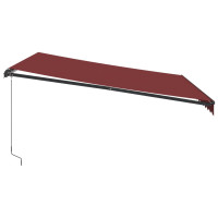 Produktbild för Markis manuellt infällbar med LEDs vinröd 400x350 cm