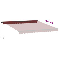 Produktbild för Markis manuellt infällbar med LEDs vinröd 400x350 cm