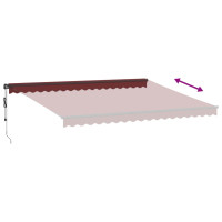 Produktbild för Markis automatiskt infällbar med LEDs vinröd 450x350 cm