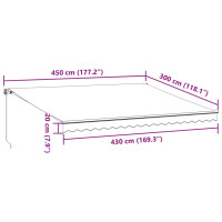 Produktbild för Markis manuellt infällbar med LEDs antracit och vit 450x300 cm