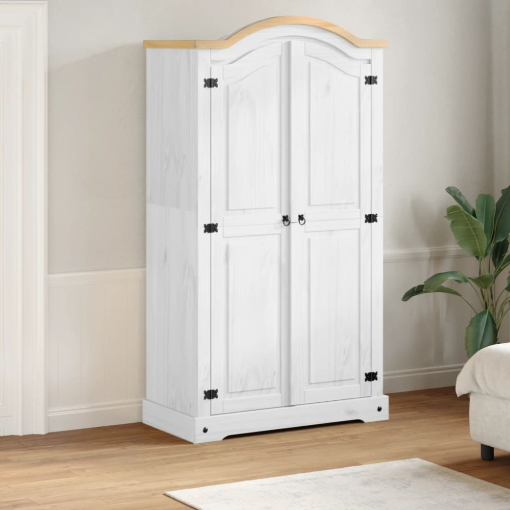 Produktbild för Garderob Corona vit 102x52x186 cm massiv furu