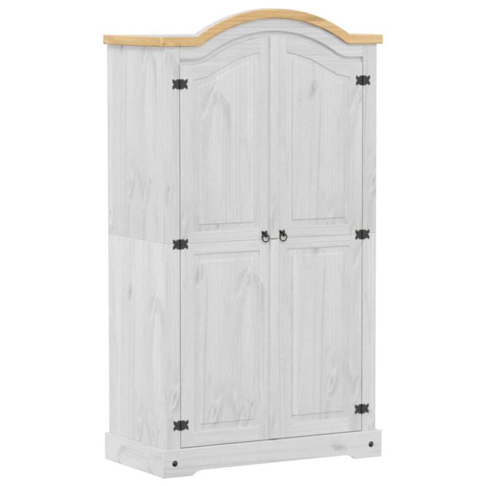 Produktbild för Garderob Corona vit 102x52x186 cm massiv furu