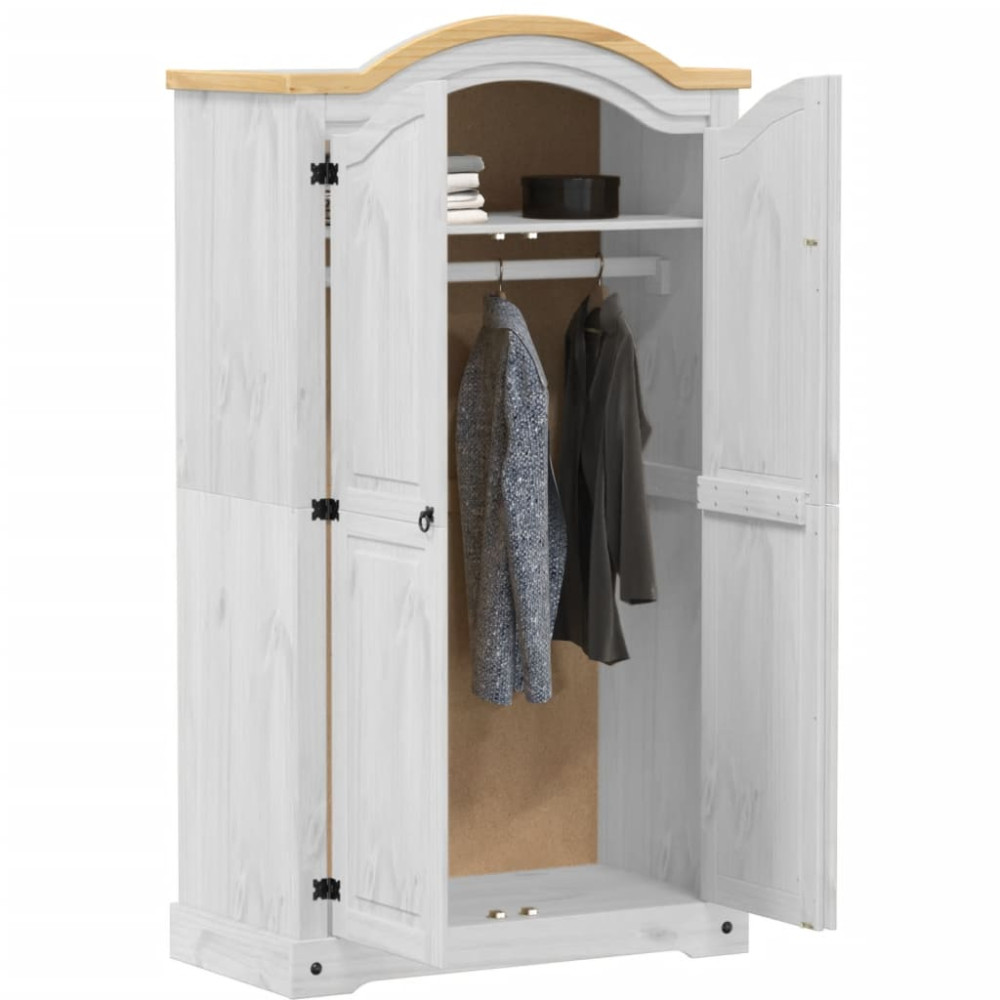 Produktbild för Garderob Corona vit 102x52x186 cm massiv furu