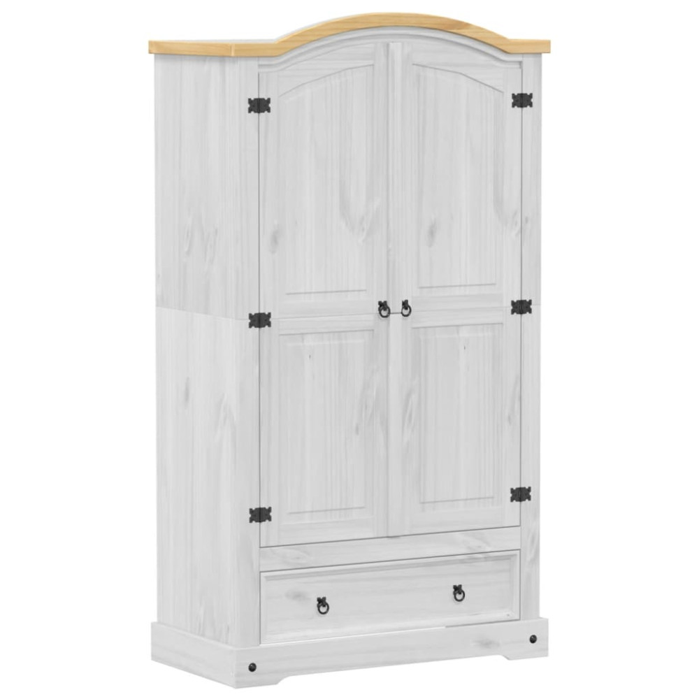 Produktbild för Garderob Corona vit 102x52x186 cm massiv furu