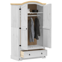 Produktbild för Garderob Corona vit 102x52x186 cm massiv furu