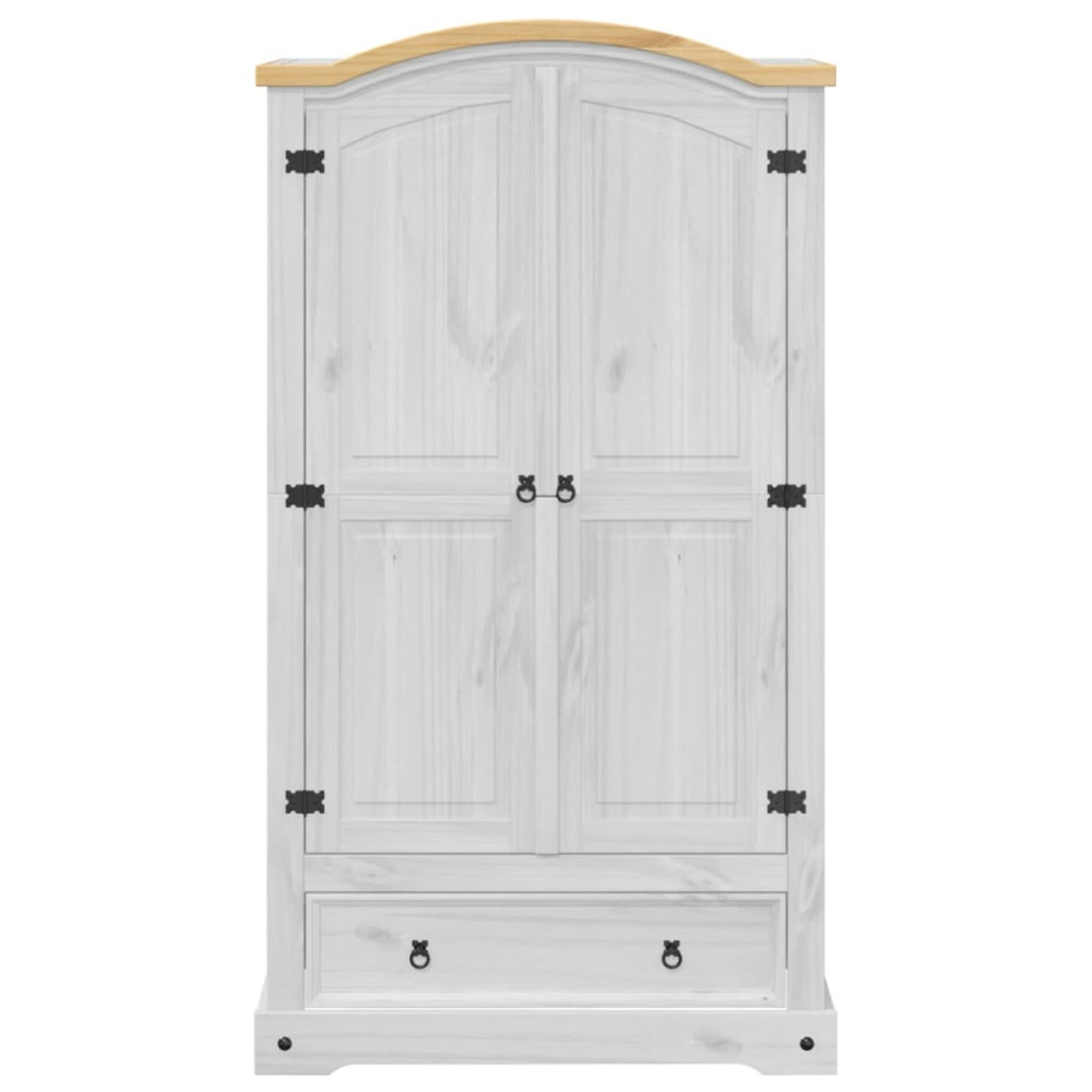 Produktbild för Garderob Corona vit 102x52x186 cm massiv furu
