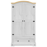 Produktbild för Garderob Corona vit 102x52x186 cm massiv furu