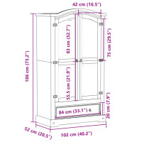 Produktbild för Garderob Corona vit 102x52x186 cm massiv furu
