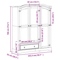 Produktbild för Garderob Corona 151,5x52x186 cm massiv furu