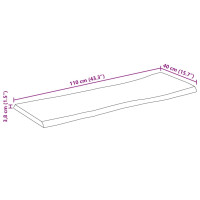 Produktbild för Bordsskiva 110x40x3,8 cm levande kant massivt mangoträ