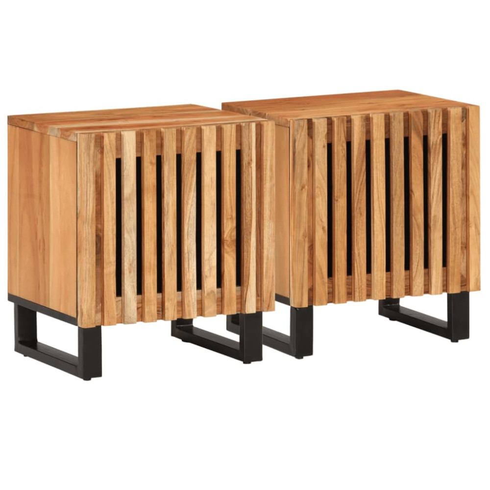 Produktbild för Nattduksbord 2 st 40x34x46 cm massivt akaciaträ