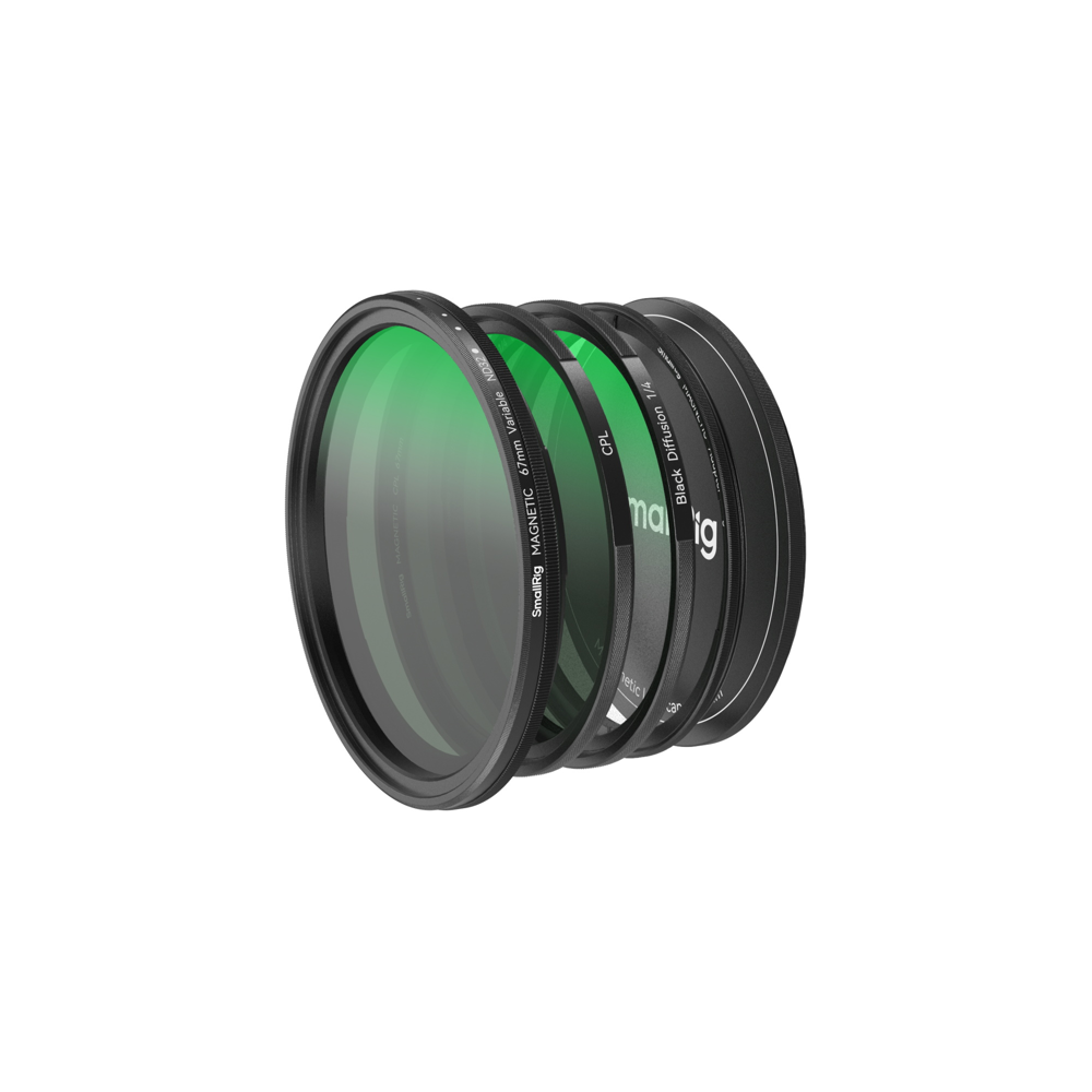 Produktbild för SmallRig 4726 5-in-1 Attachable Filter Kit VND 2-32 & CPL & 1/4 Effect Black Mist (67mm)