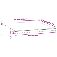 Produktbild för Markis manuellt infällbar med LEDs antracit och vit 450x300 cm