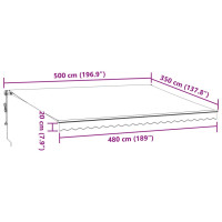 Produktbild för Markis automatiskt infällbar brun 500x350 cm