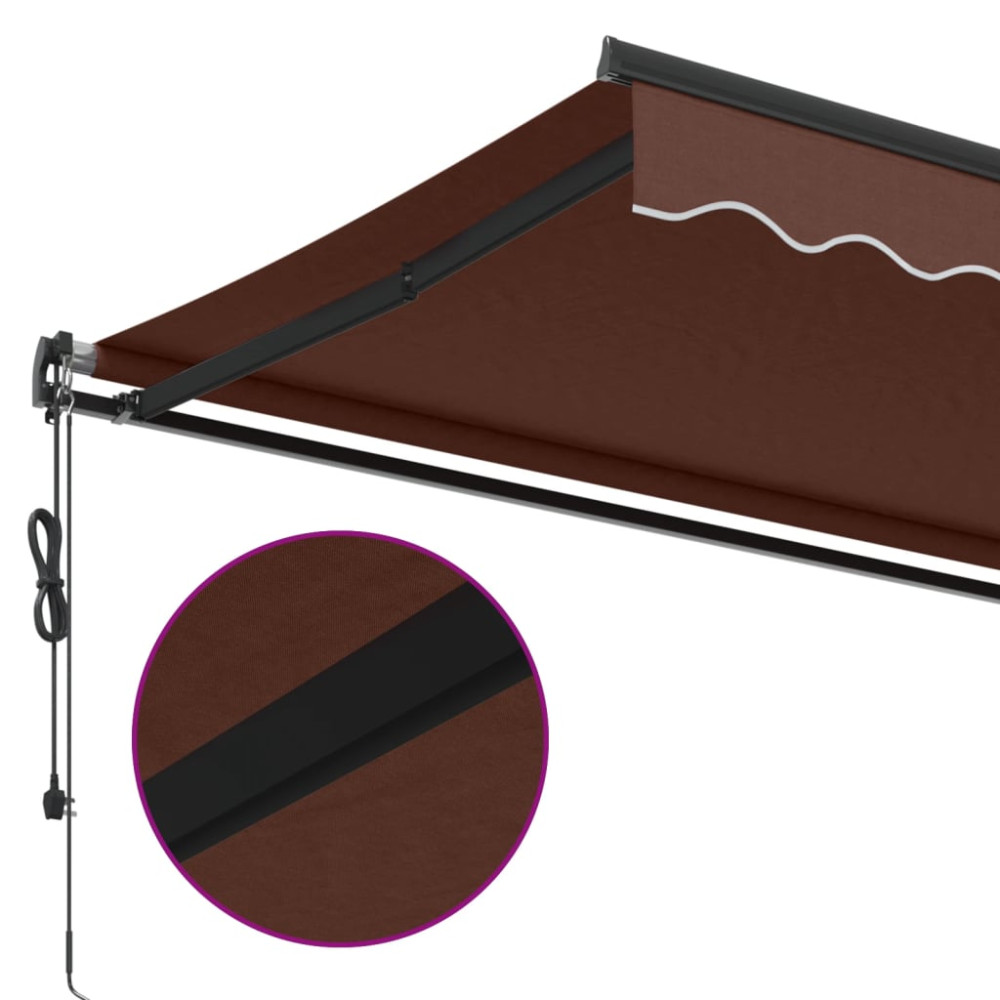 Produktbild för Markis automatiskt infällbar brun 500x350 cm
