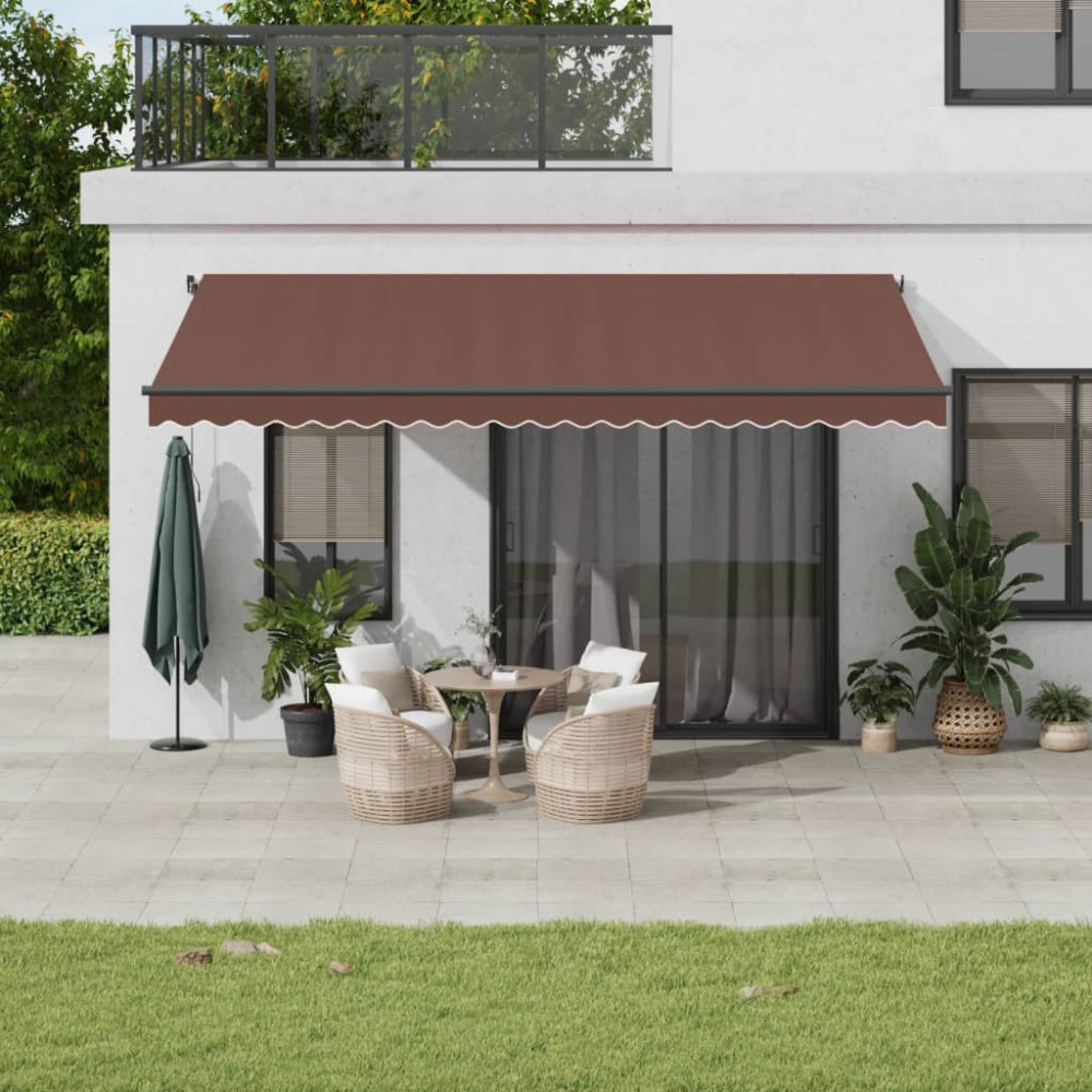 Produktbild för Markis manuellt infällbar brun 500x350 cm
