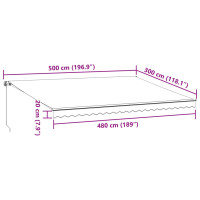 Produktbild för Markis manuellt infällbar med LEDs 500x300 cm brun