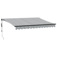 Produktbild för Markis automatiskt infällbar med LEDs antracit&vit 300x250 cm