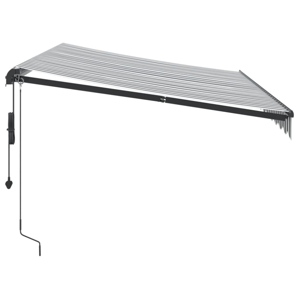 Produktbild för Markis automatiskt infällbar med LEDs antracit&vit 300x250 cm