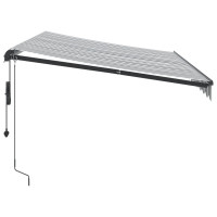 Produktbild för Markis automatiskt infällbar med LEDs antracit&vit 300x250 cm