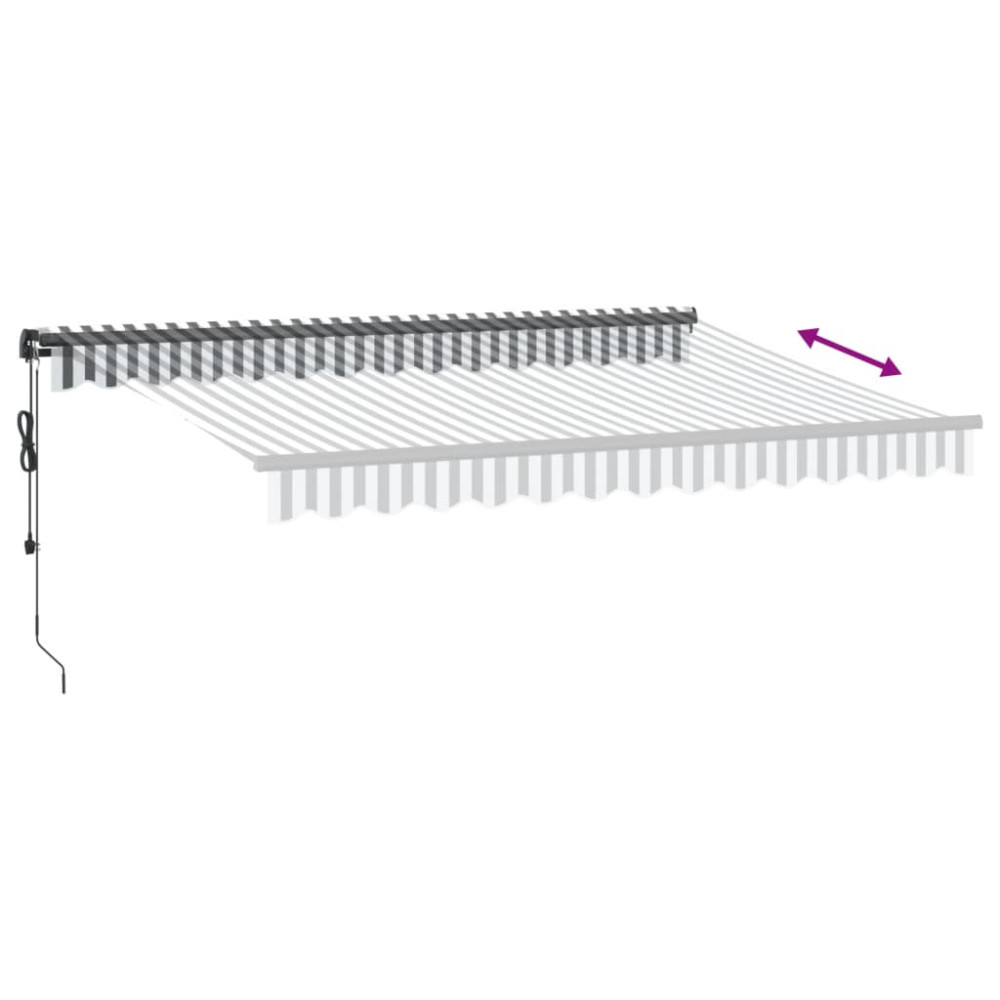 Produktbild för Markis automatiskt infällbar med LEDs antracit&vit 300x250 cm