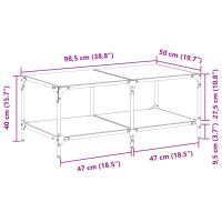 Produktbild för Soffbord med svart glasskiva 98,5x50x40 cm stål