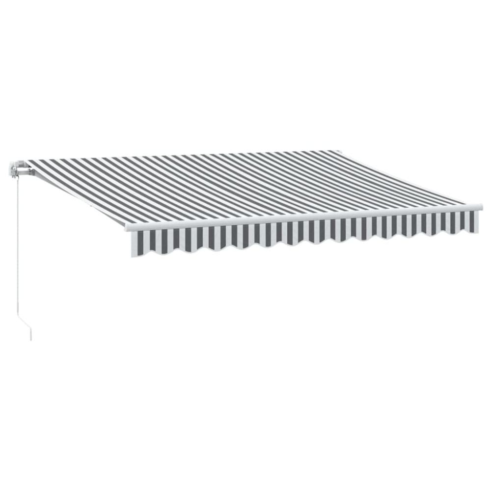 Produktbild för Markis manuellt infällbar med LEDs antracit och vit 350x250 cm