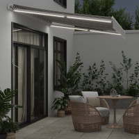 Produktbild för Markis manuellt infällbar med LEDs antracit och vit 350x250 cm