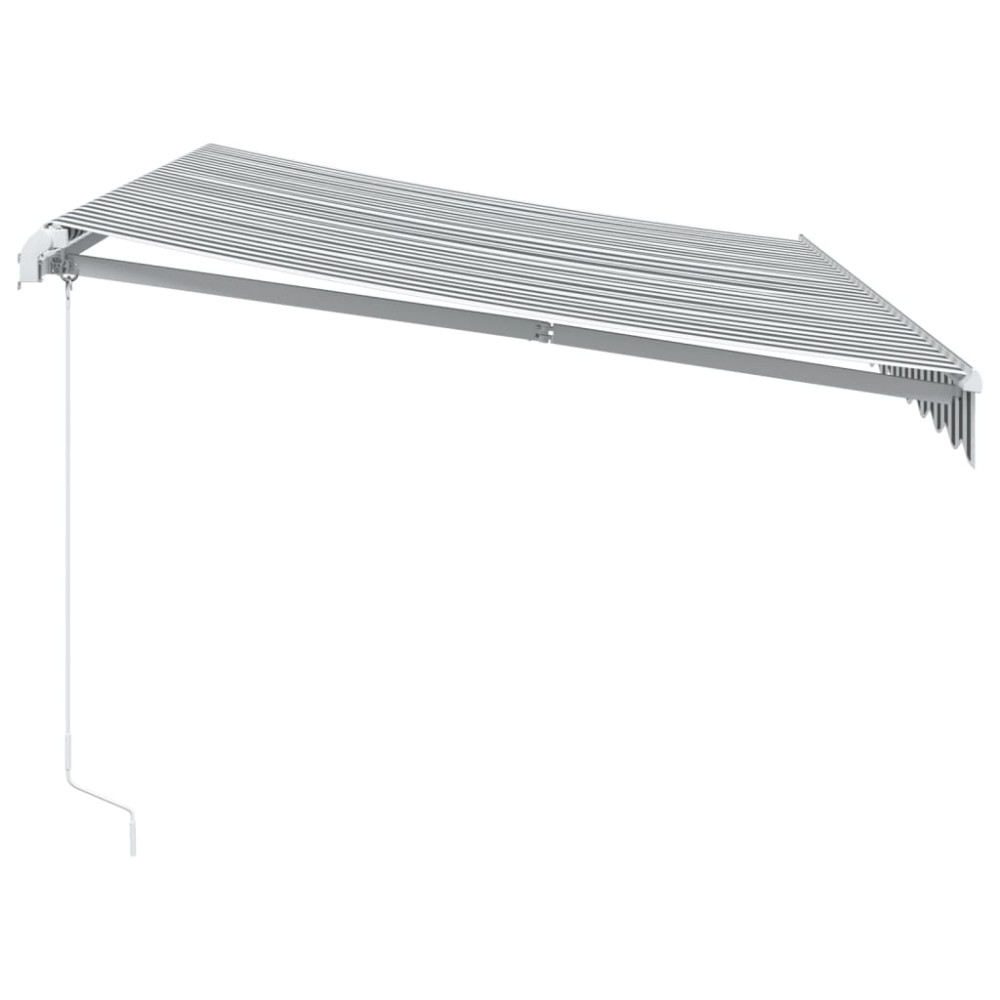 Produktbild för Markis manuellt infällbar med LEDs antracit och vit 350x250 cm
