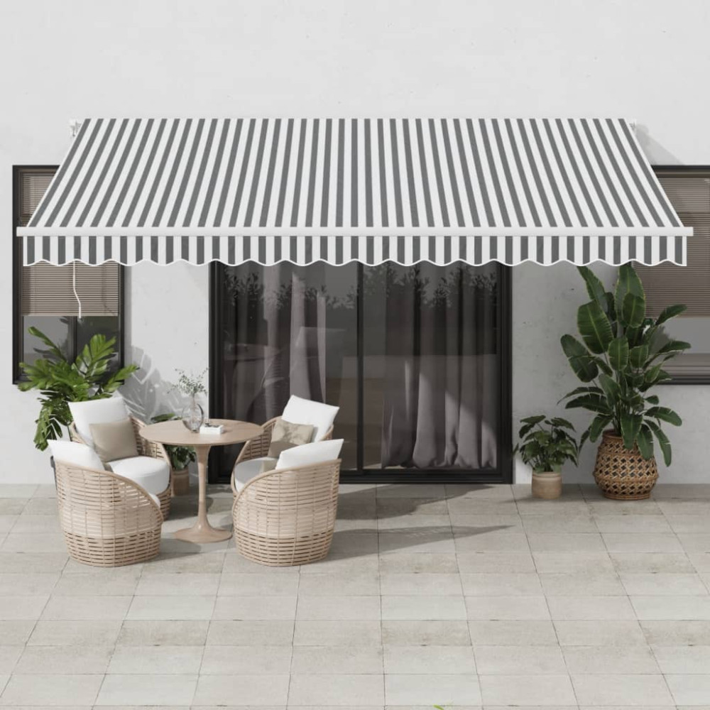 Produktbild för Markis manuellt infällbar antracit&vit 450x350 cm