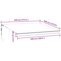 Produktbild för Markis manuellt infällbar antracit&vit 450x350 cm