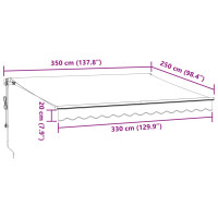 Produktbild för Markis automatiskt infällbar antracit&vit 300x250 cm