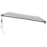 Produktbild för Markis automatiskt infällbar antracit&vit 450x300 cm