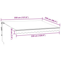 Produktbild för Markis automatiskt infällbar vinröd 350x250 cm