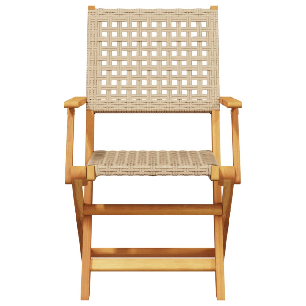 Produktbild för Hopfällbara trädgårdsstolar 6 st beige konstrotting/massivt trä