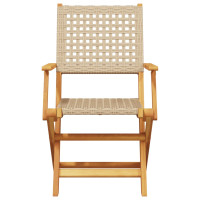 Produktbild för Hopfällbara trädgårdsstolar 6 st beige konstrotting/massivt trä