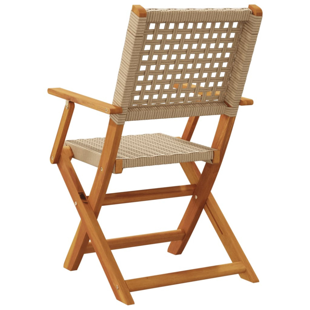 Produktbild för Hopfällbara trädgårdsstolar 6 st beige konstrotting/massivt trä