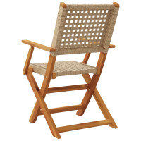 Produktbild för Hopfällbara trädgårdsstolar 6 st beige konstrotting/massivt trä