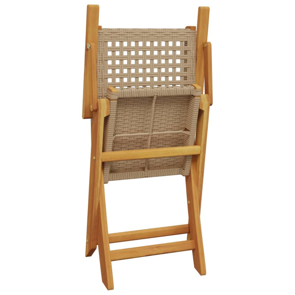 Produktbild för Hopfällbara trädgårdsstolar 6 st beige konstrotting/massivt trä
