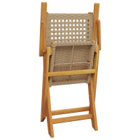 Produktbild för Hopfällbara trädgårdsstolar 6 st beige konstrotting/massivt trä