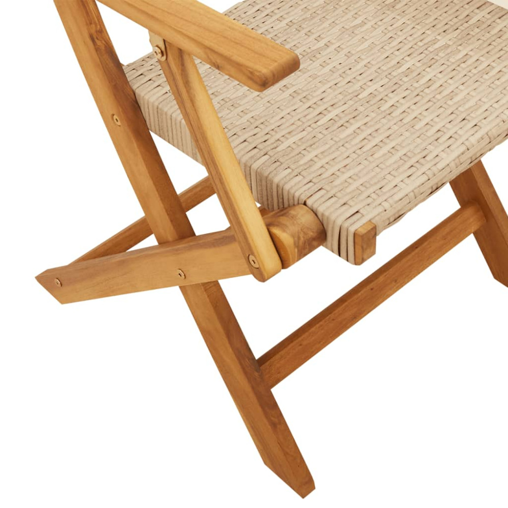 Produktbild för Hopfällbara trädgårdsstolar 6 st beige konstrotting/massivt trä