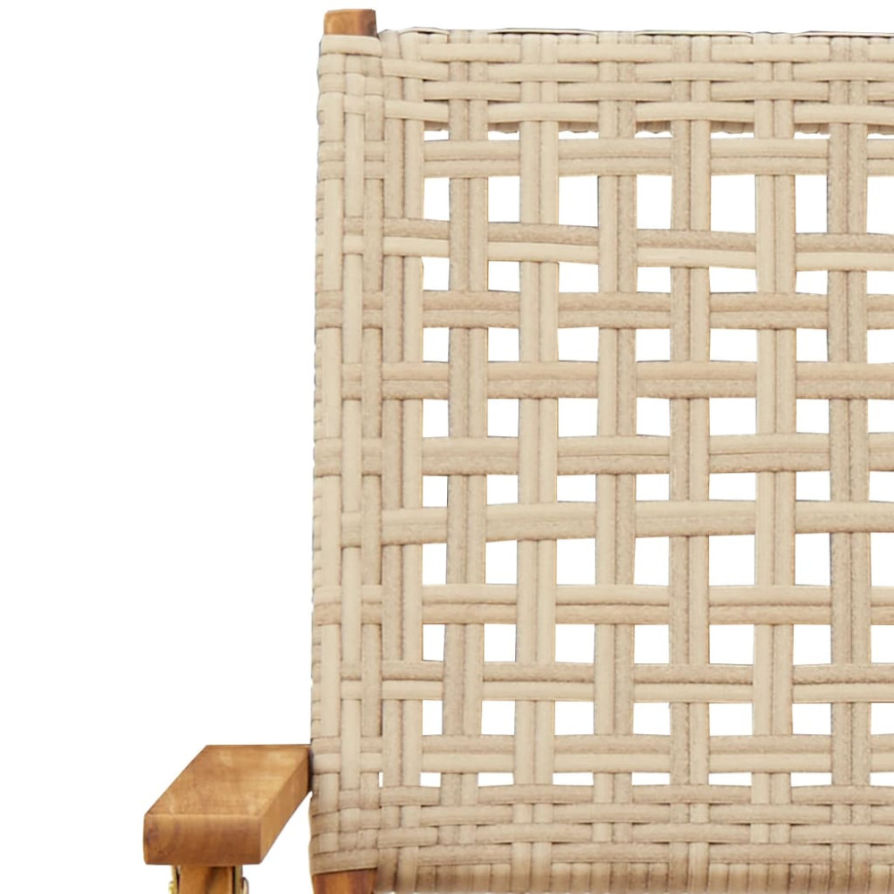 Produktbild för Hopfällbara trädgårdsstolar 6 st beige konstrotting/massivt trä