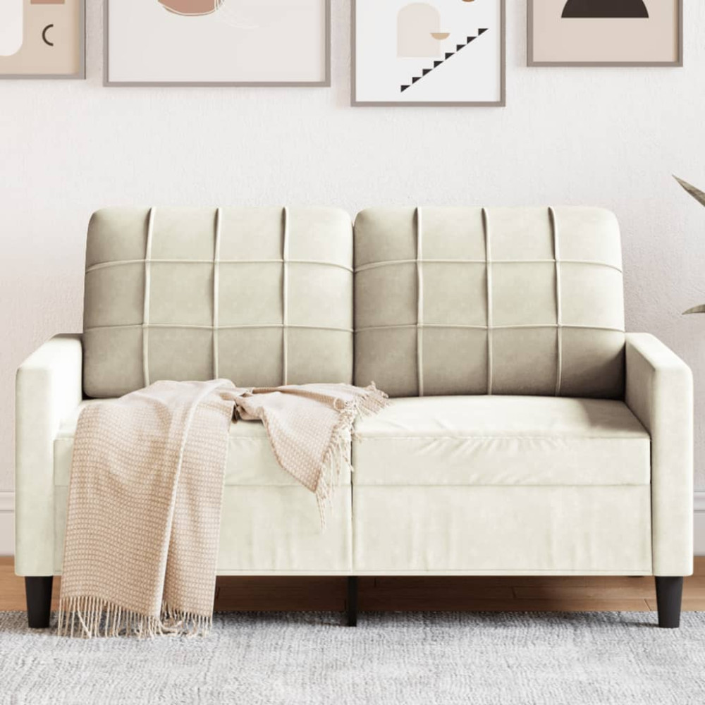 Produktbild för 2-sitssoffa gräddvit 120 cm sammet