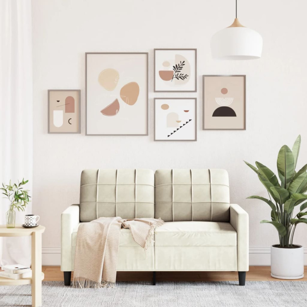 Produktbild för 2-sitssoffa gräddvit 120 cm sammet