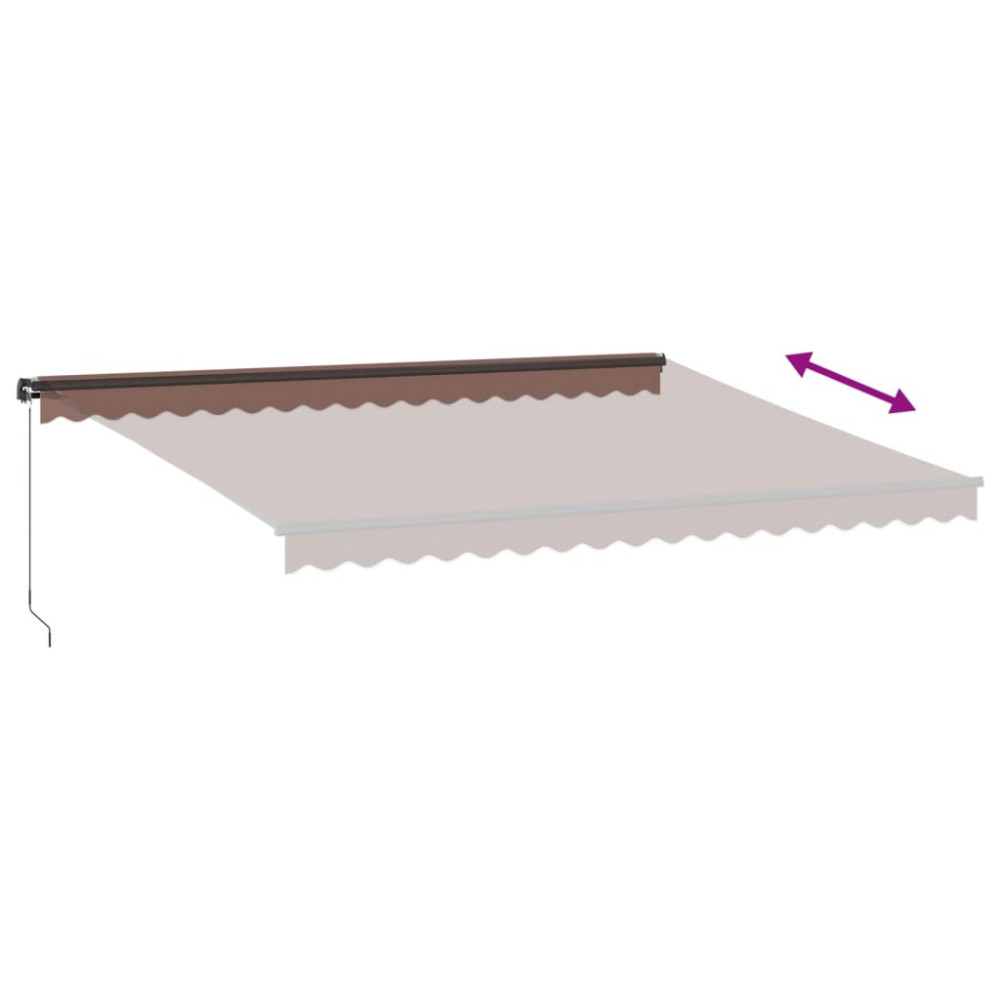 Produktbild för Markis manuellt infällbar med LEDs brun 450x350 cm