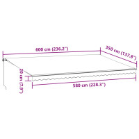 Produktbild för Markis manuellt infällbar antracit och vit 600x350 cm