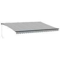 Produktbild för Markis manuellt infällbar med LEDs antracit&vit 500x300 cm