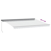 Produktbild för Markis manuellt infällbar med LEDs antracit&vit 500x300 cm